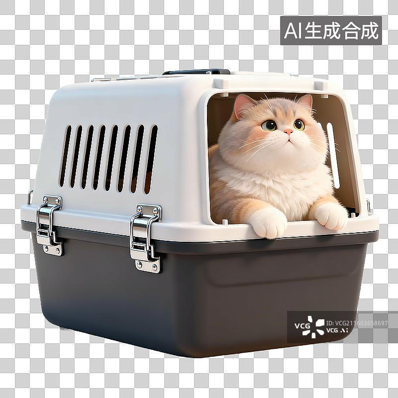 【AI数字艺术】3D可爱轻拟物风格宠物猫咪元素图片素材