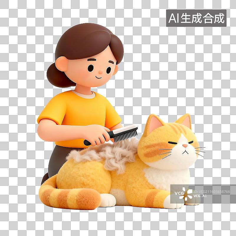 【AI数字艺术】3D可爱轻拟物风格宠物猫咪元素图片素材