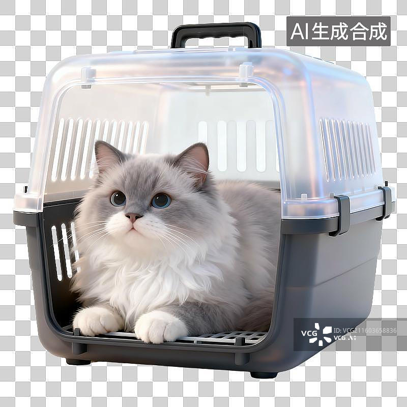 【AI数字艺术】3D可爱轻拟物风格宠物猫咪元素图片素材