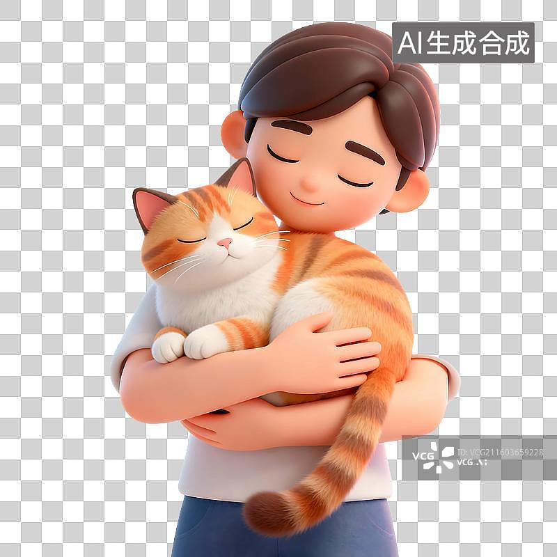 【AI数字艺术】3D可爱轻拟物风格宠物猫咪元素图片素材