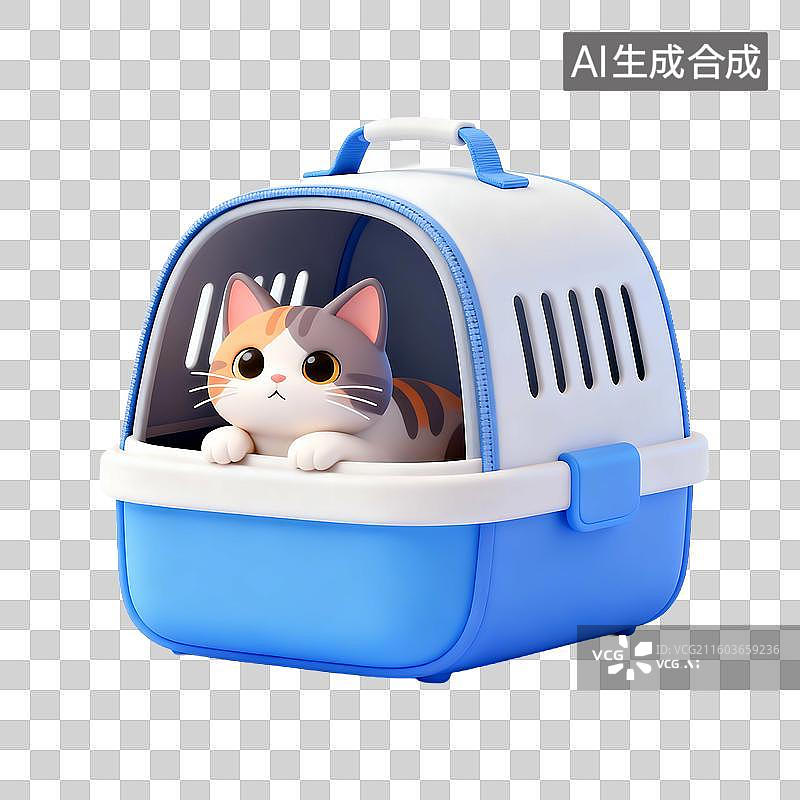 【AI数字艺术】3D可爱轻拟物风格宠物猫咪元素图片素材