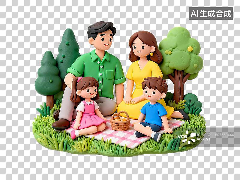 【AI数字艺术】母婴亲子主题 家庭野餐场景模型图片素材