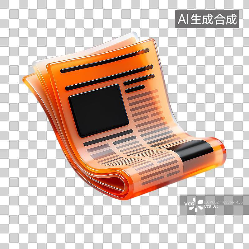 【AI数字艺术】鲜艳透明的新闻报纸图标图片素材