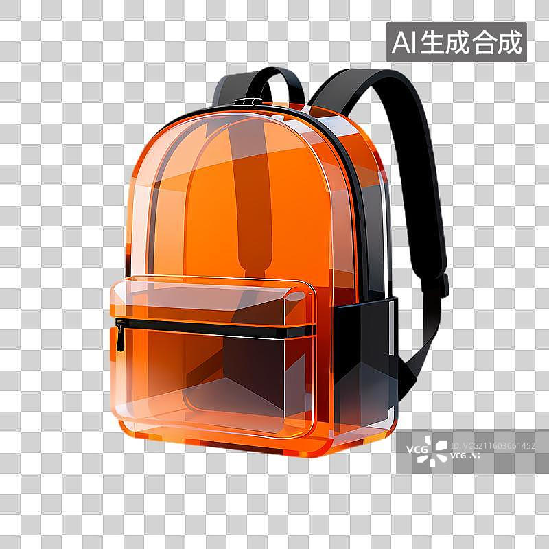 【AI数字艺术】透明橙色时尚双肩背包图片素材