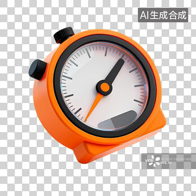 【AI数字艺术】橙色计时秒表的时间测量图片素材