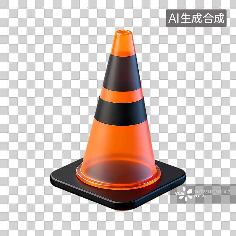 【AI数字艺术】橙色黑色交通警示锥图片素材