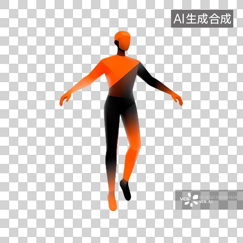 【AI数字艺术】橙黑配色抽象人物形象图片素材