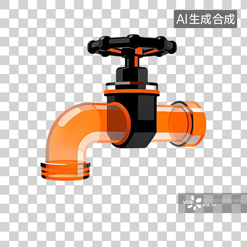 【AI数字艺术】橙色水龙头及黑色把手图片素材