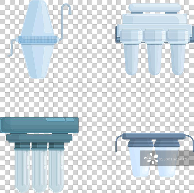 卡通风格的过滤设备图标集图片素材