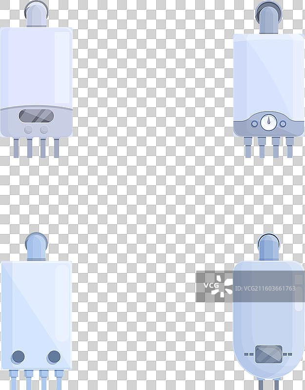 卡通燃气电暖器图标集图片素材