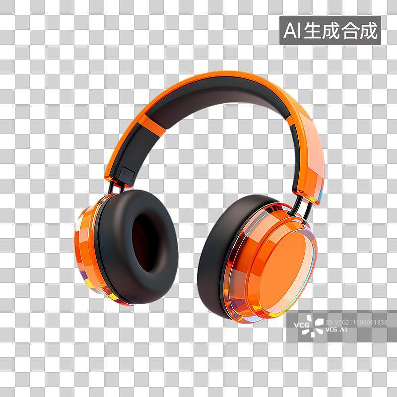 【AI数字艺术】橙色时尚无线耳机图片素材