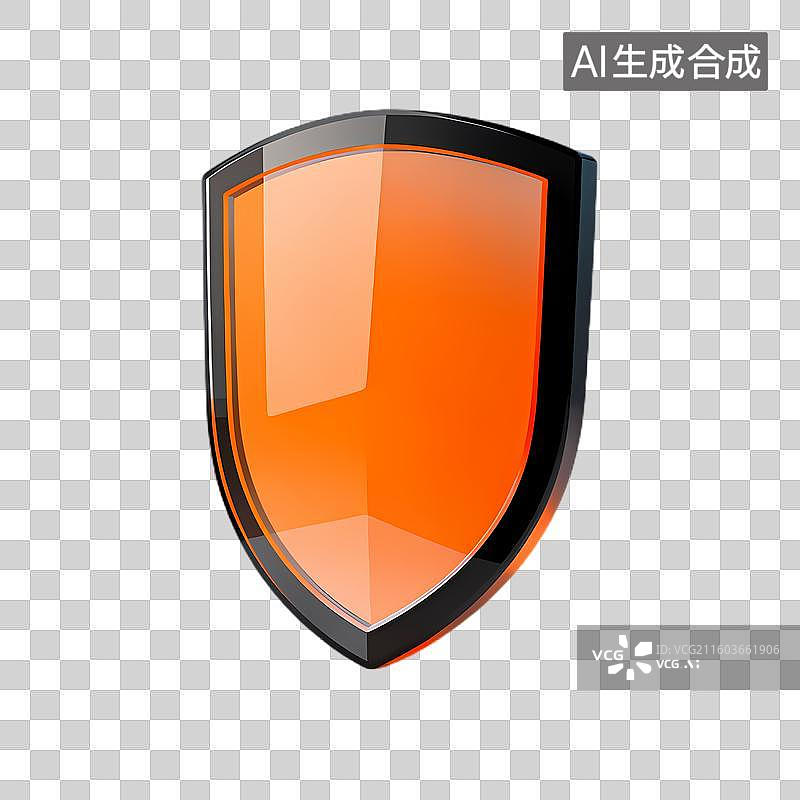 【AI数字艺术】橙色盾牌图标代表安全防护图片素材