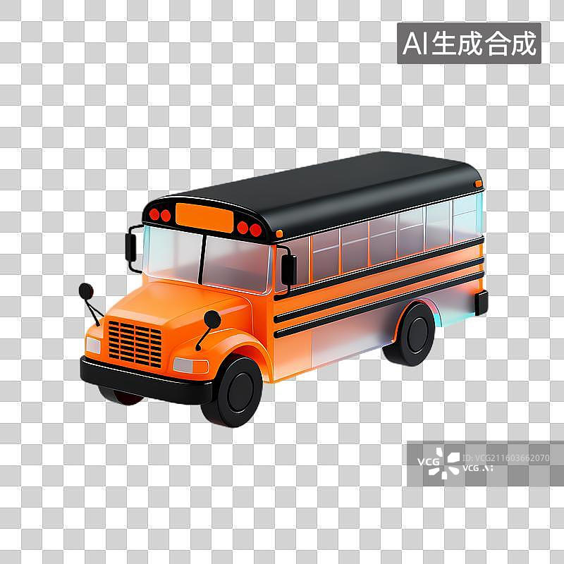 【AI数字艺术】一辆色彩鲜艳的校车模型图片素材