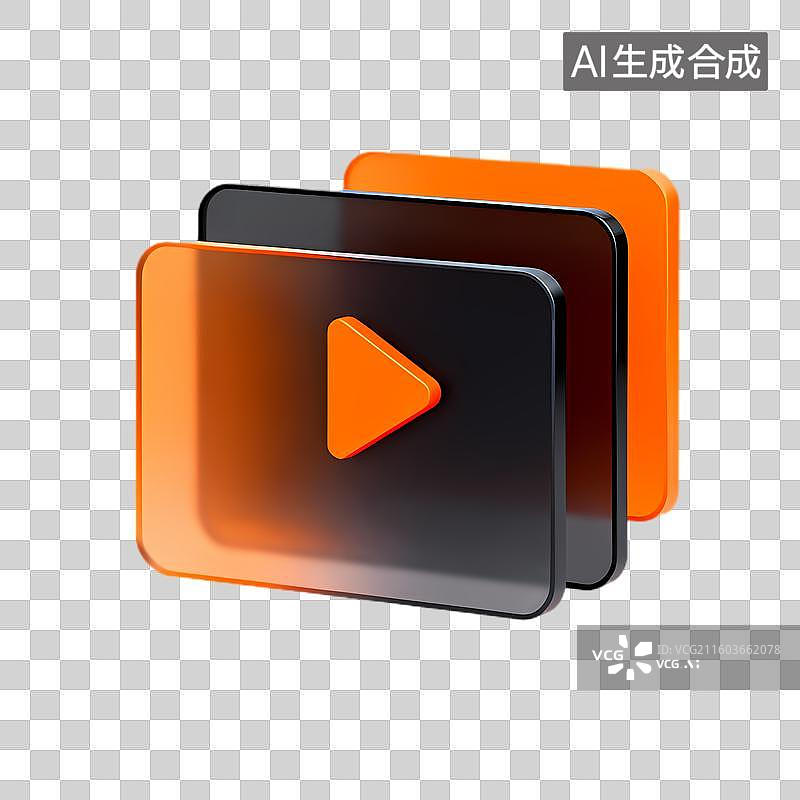 【AI数字艺术】三个堆叠的媒体播放图标图片素材