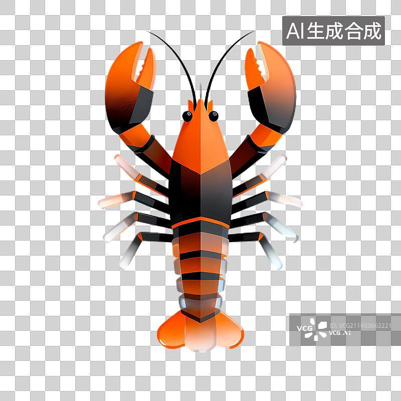 【AI数字艺术】色彩几何风格的龙虾插画图片素材