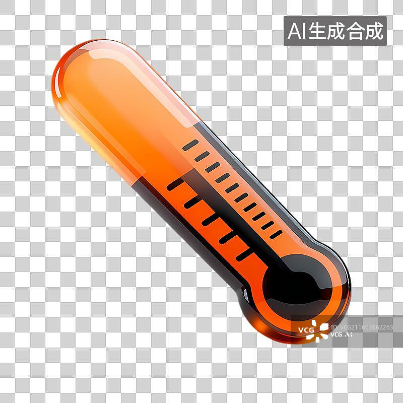 【AI数字艺术】橙色温度计数字插画图片素材