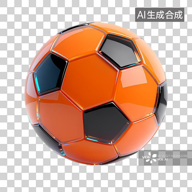 【AI数字艺术】鲜艳橙色黑色相间的足球图片素材