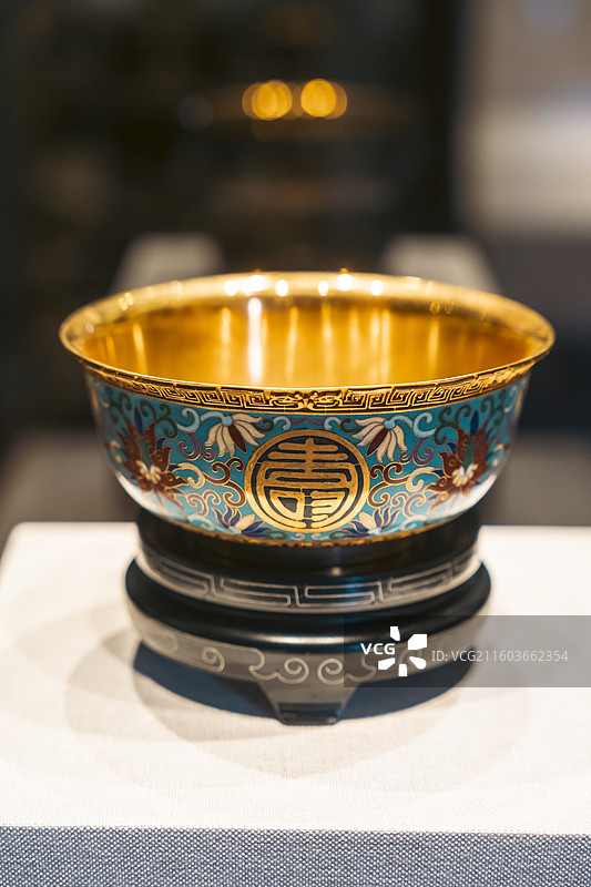 清宫景泰蓝万寿无疆碗图片素材