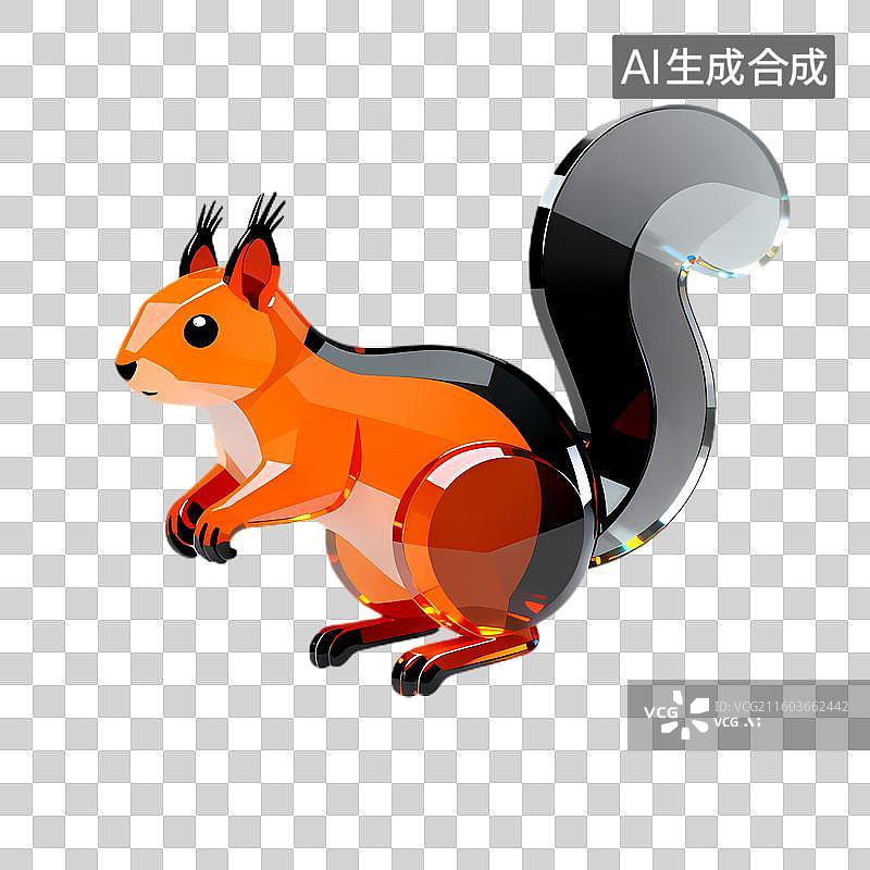 【AI数字艺术】色彩鲜艳现代风格的松鼠3D插画图片素材