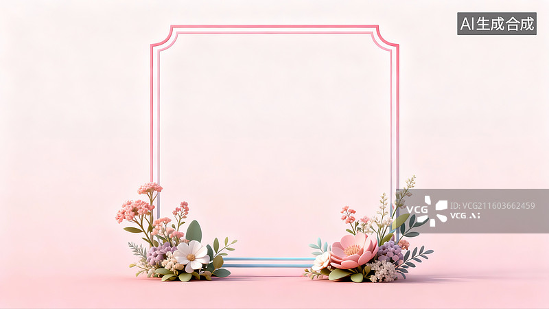 【AI数字艺术】花边框插画背景图片素材