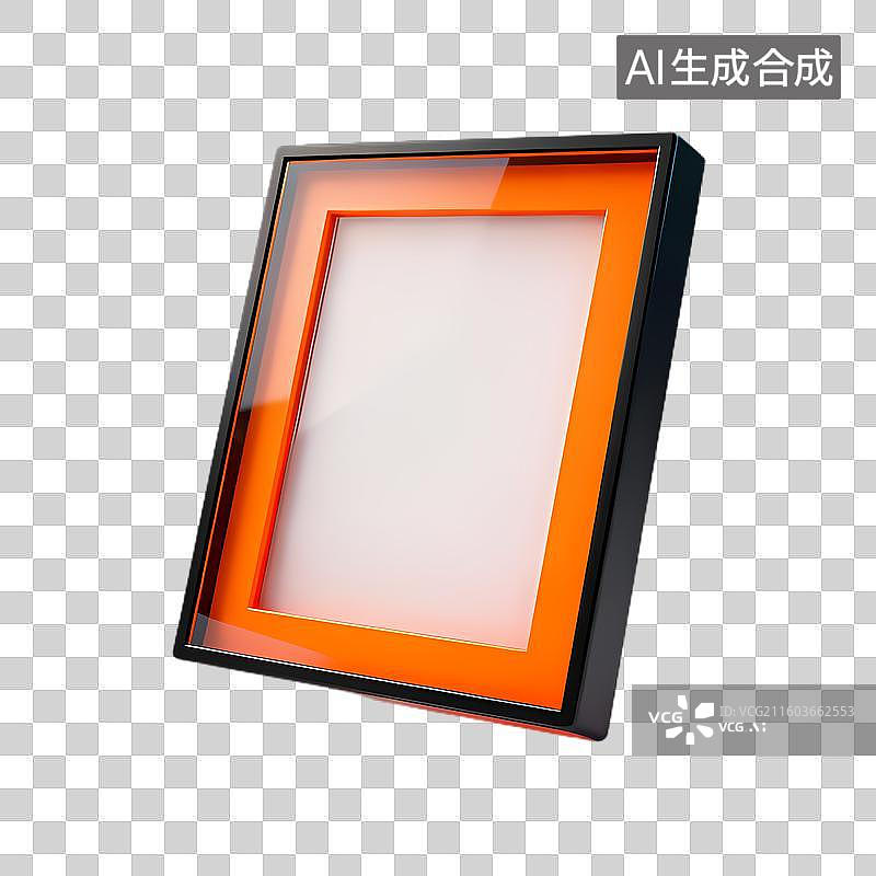 【AI数字艺术】现代橙色黑色边框相框图片素材