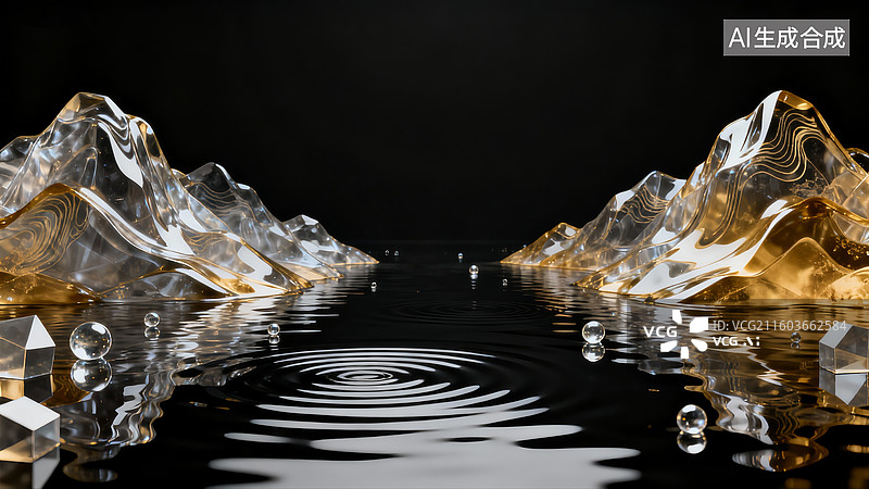 【AI数字艺术】抽象水晶山脉插画图片素材