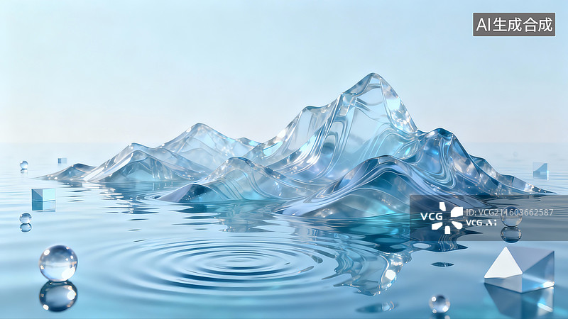 【AI数字艺术】抽象水晶山脉插画图片素材