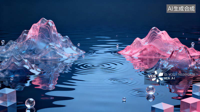 【AI数字艺术】抽象水晶山脉插画图片素材