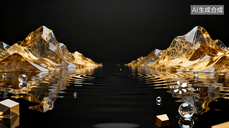 【AI数字艺术】抽象水晶山脉插画图片素材