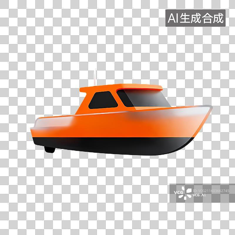 【AI数字艺术】橙色小型船只卡通图图片素材