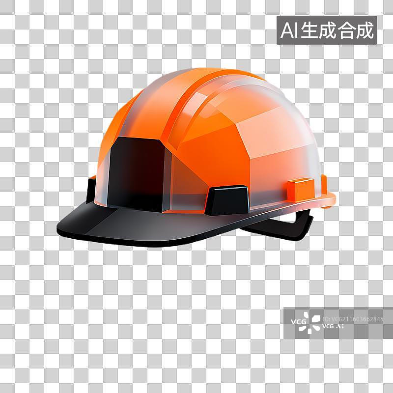 【AI数字艺术】工业用橙色安全头盔图片素材