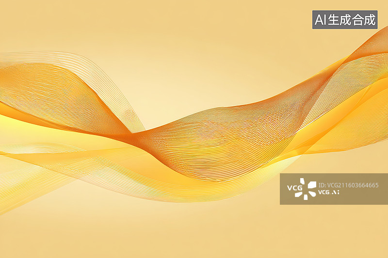 【AI数字艺术】流动的橙黄丝带图片素材