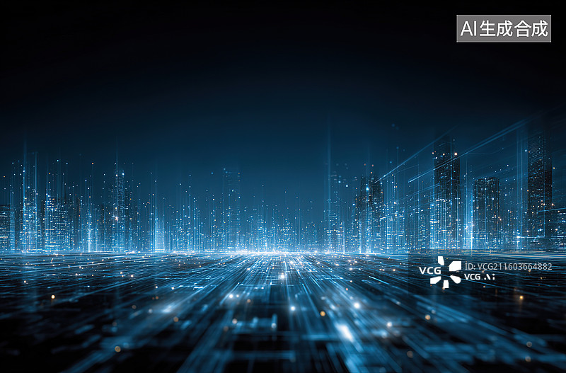 【AI数字艺术】未来城市夜景科技光效图片素材