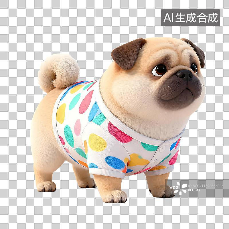 【AI数字艺术】可爱3D轻拟物风宠物狗元素图片素材