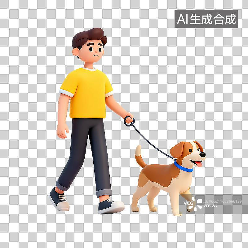 【AI数字艺术】可爱3D轻拟物风宠物狗元素图片素材