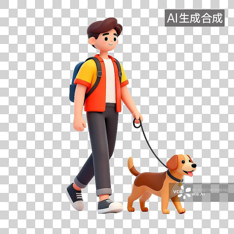 【AI数字艺术】可爱3D轻拟物风宠物狗元素图片素材