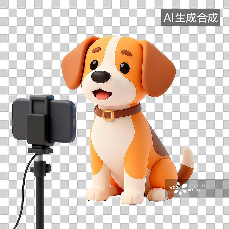 【AI数字艺术】可爱3D轻拟物风宠物狗元素图片素材