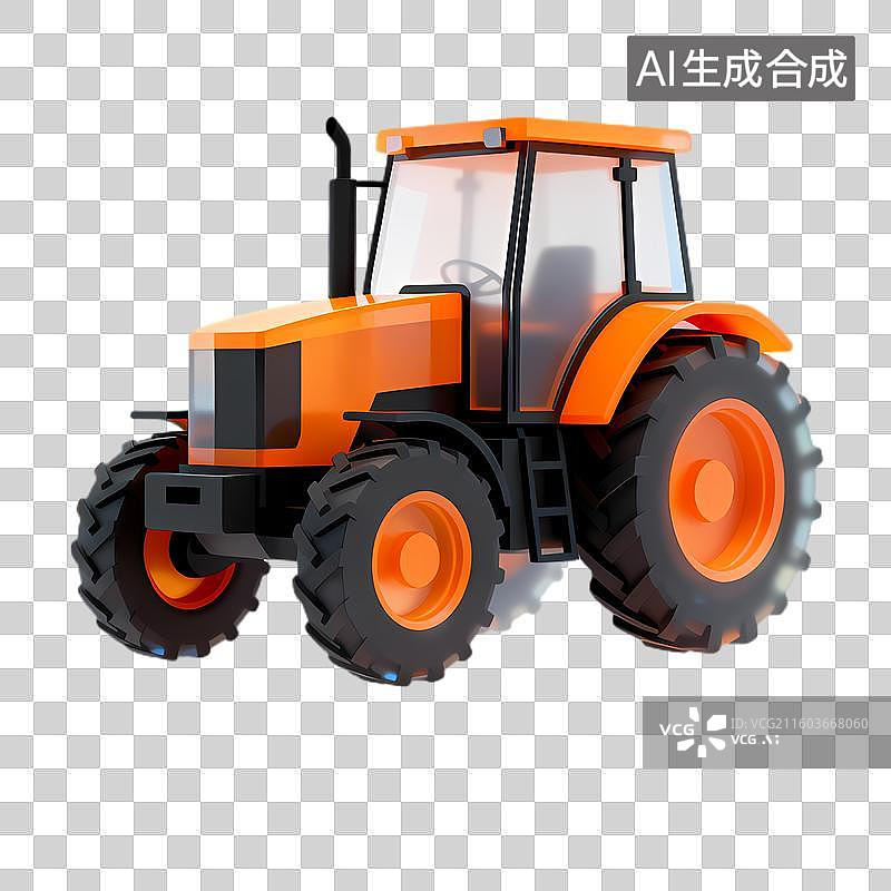 【AI数字艺术】橙色农用大型轮式拖拉机图片素材