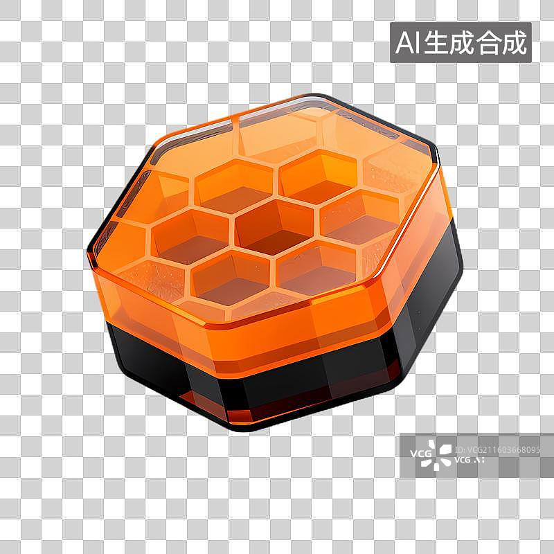 【AI数字艺术】橙色黑色六边形蜂巢状物体图片素材
