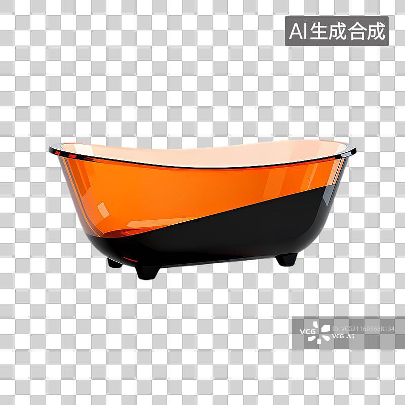【AI数字艺术】现代时尚橙黑独立式浴缸图片素材