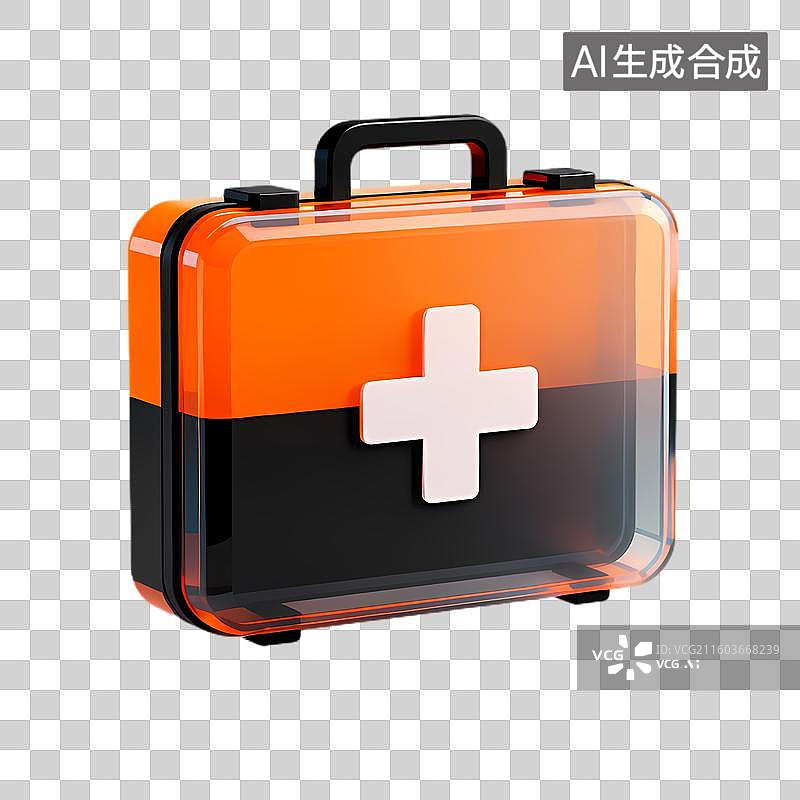 【AI数字艺术】橙色黑色急救箱带白色十字图片素材