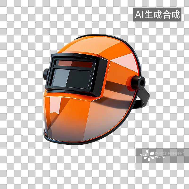 【AI数字艺术】橙色焊接防护头盔图片素材