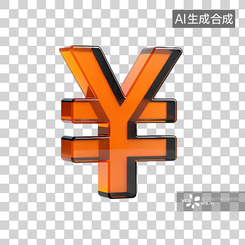 【AI数字艺术】三维橙色日元符号标识图片素材