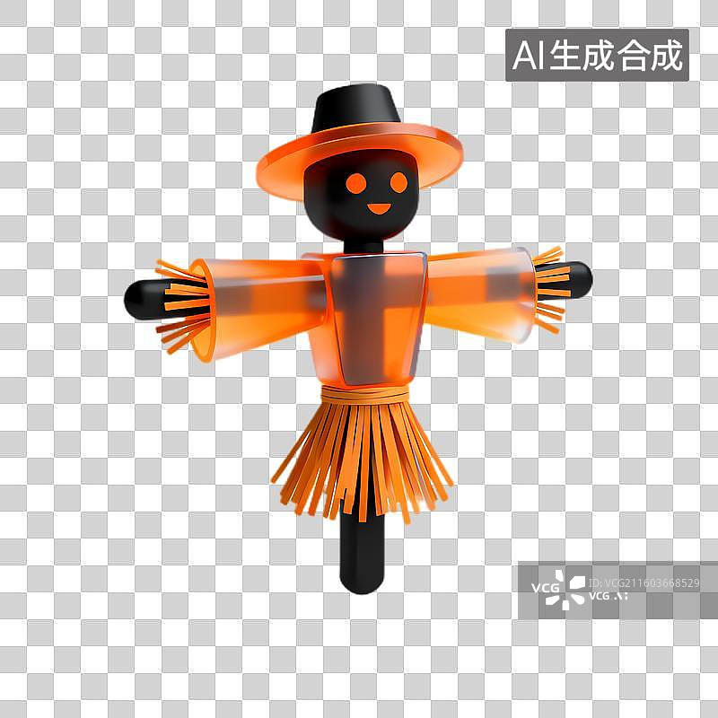 【AI数字艺术】卡通风格橙色黑色稻草人图片素材