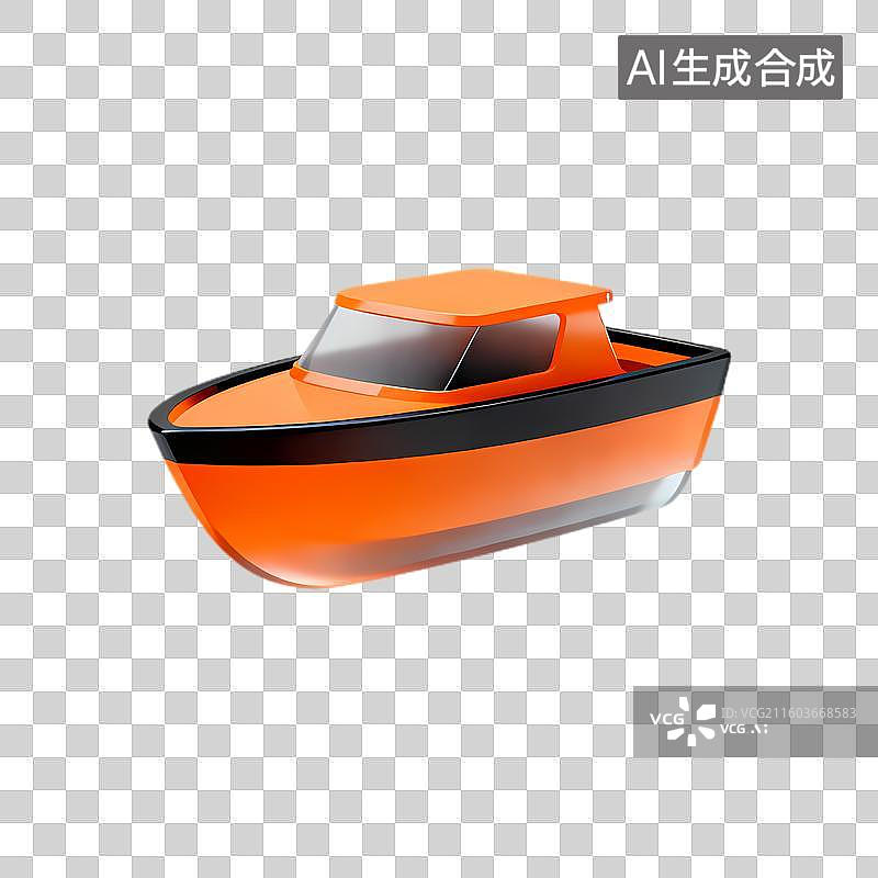【AI数字艺术】橙色黑色儿童玩具小船图片素材