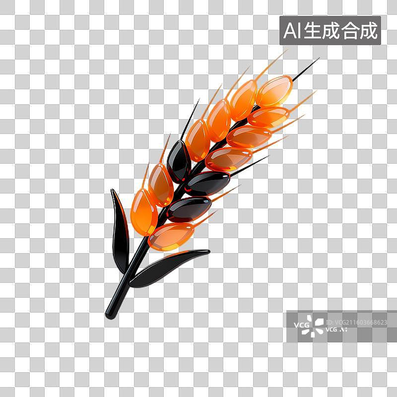 【AI数字艺术】橙色黑色麦穗精致胸针图片素材