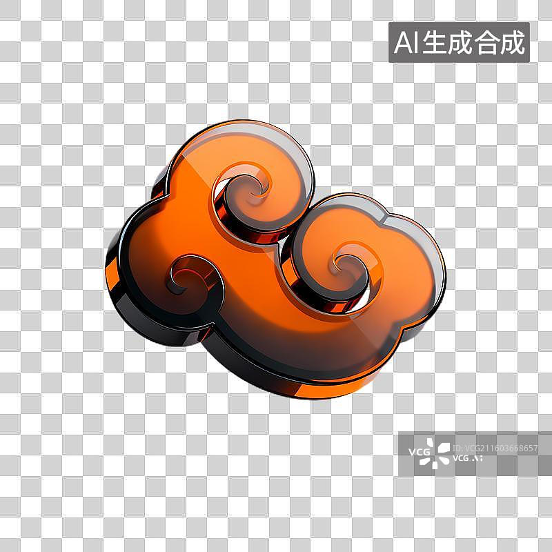 【AI数字艺术】三维橙黑相间云状物体图片素材