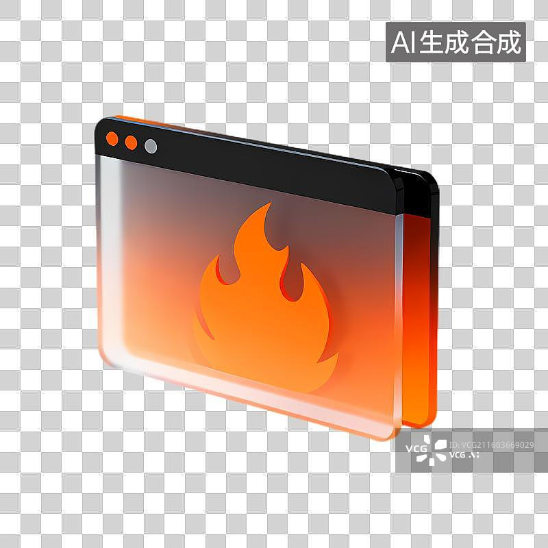 【AI数字艺术】带有火焰图案的现代浏览器图标图片素材