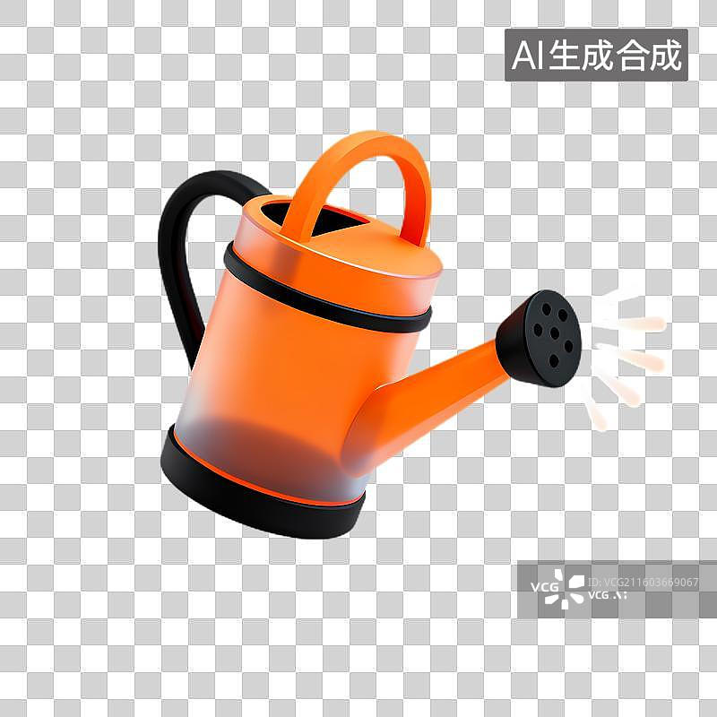 【AI数字艺术】橙色园艺浇水壶图片素材