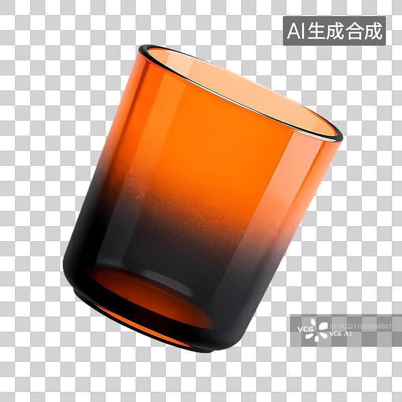 【AI数字艺术】橙色渐变玻璃杯特写图片素材
